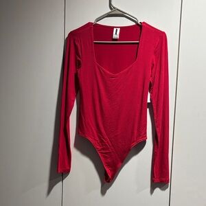 Abound Red Lipstick Long‎ Sleeve Bodysuit Small NWT